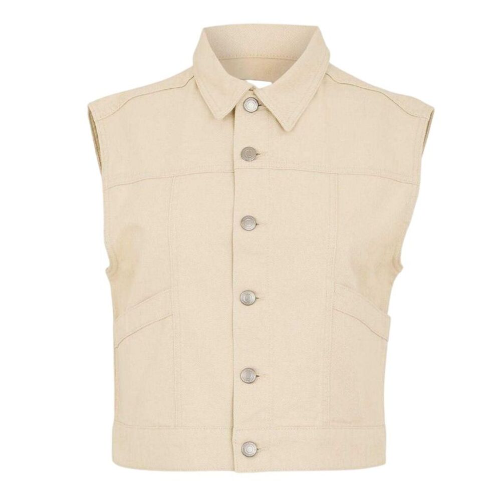 Threadbare Womens/Ladies Lucky Sleeveless Denim Jacket / Ecru